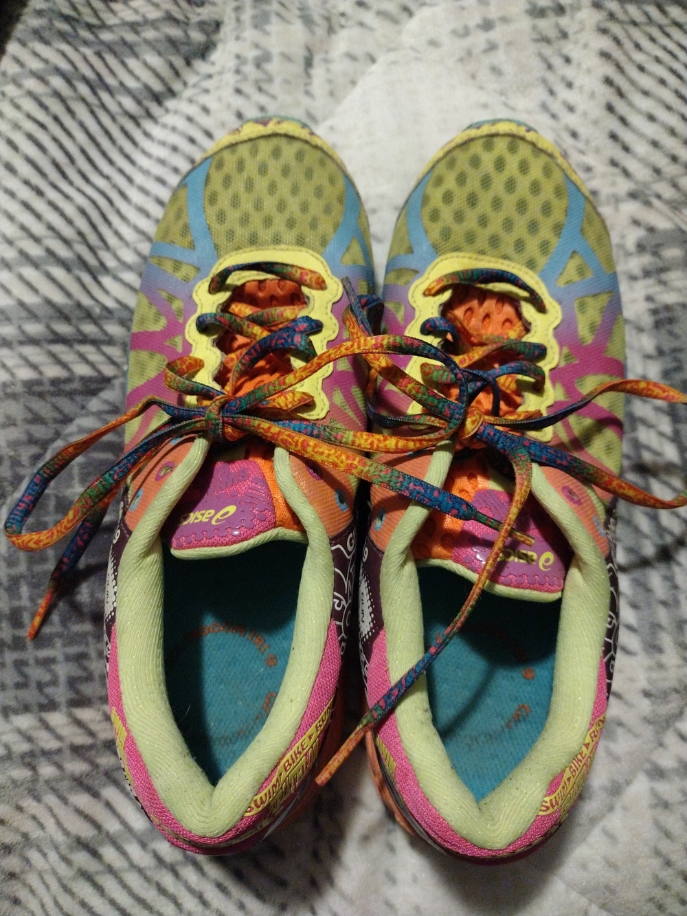 Multicolor Athletic Sneakers - Bright Pink, Yellow & Green Size 8.5 Ladies